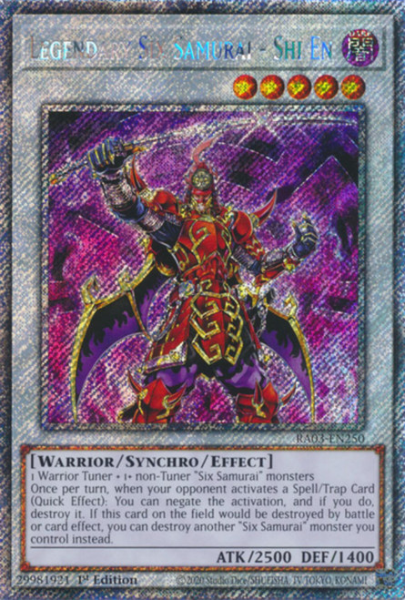 RA03-EN250 Legendary Six Samurai - Shi En (Platinum Secret Rare)