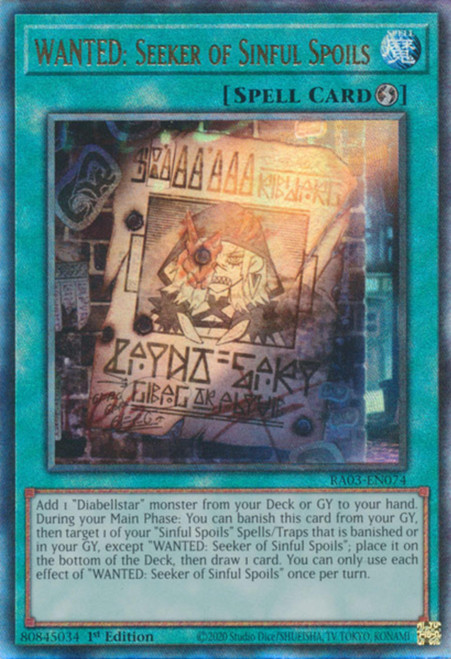 RA03-EN074 WANTED: Seeker of Sinful Spoils (Ultimate Rare)