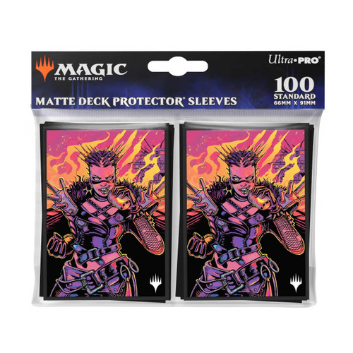 MTG Aetherdrift Deck Protector Sleeves Borderless Racer featuring Far Fortune, End Boss (100)