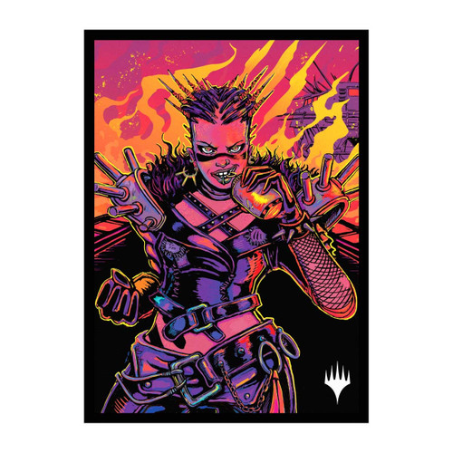 MTG Aetherdrift Deck Protector Sleeves Borderless Racer featuring Far Fortune, End Boss (100)