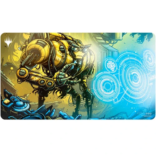 MTG Aetherdrift Playmat Borderless Racer featuring Mendicant Core, Guidelight