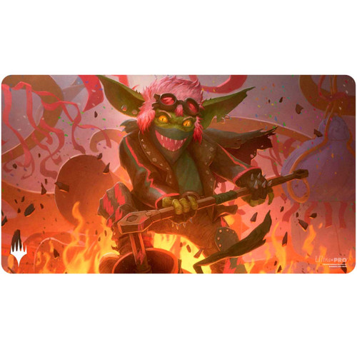 MTG Aetherdrift Playmat Borderless Racer featuring Redshift, Rocketeer Chief