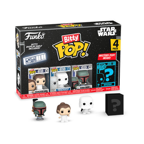 Bitty POP! Star Wars The Empire Strikes Back: Princess Leia, Snowtrooper & Boba Fett 4-Pack