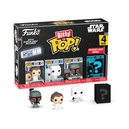 Bitty POP! Star Wars The Empire Strikes Back: Princess Leia, Snowtrooper & Boba Fett 4-Pack