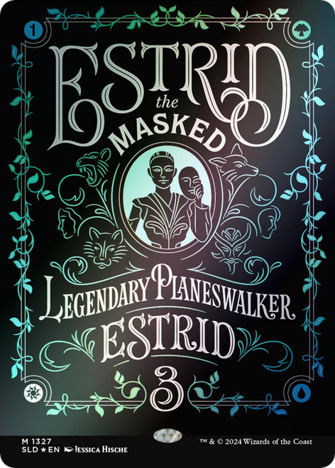 Estrid, the Masked (Borderless Rainbow Foil) (Secret Lair - The Fairest Drop of All)