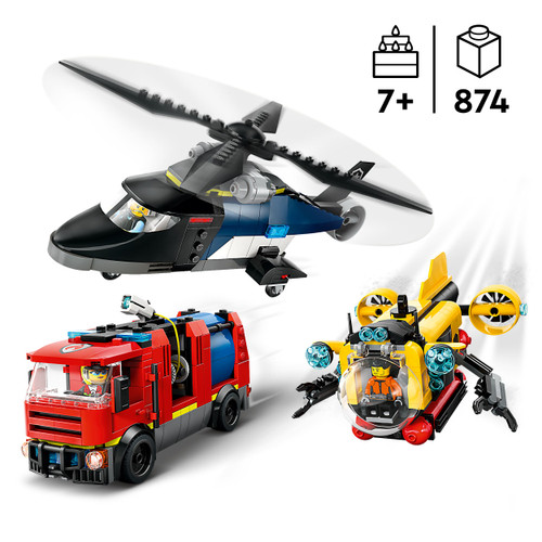 City Helicopter, Fire Engine & Submarine Remix Set 60462