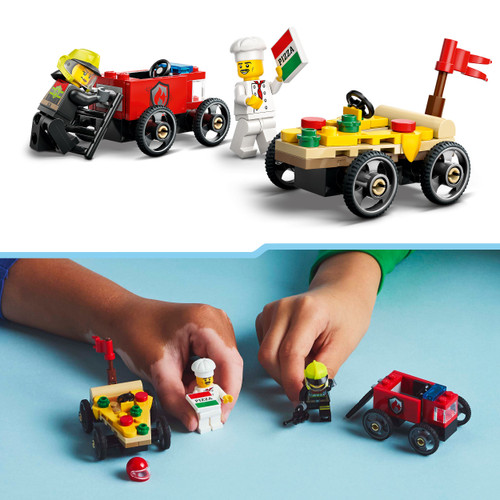 City Pizza vs. Fire Truck Race Car Pack 60458
