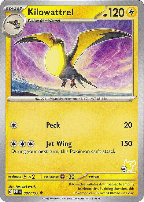 SV Paldea Evolved 082/193 Kilowattrel (Pikachu Symbol 40)