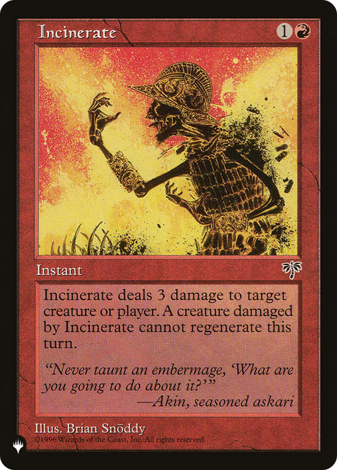 Incinerate (The List Reprint)