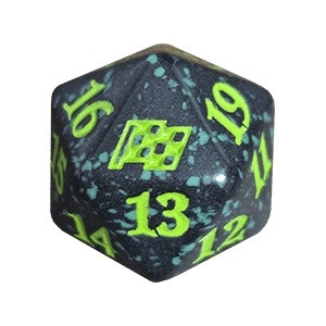 Magic Aetherdrift Spindown Dice  - Black w/ Green