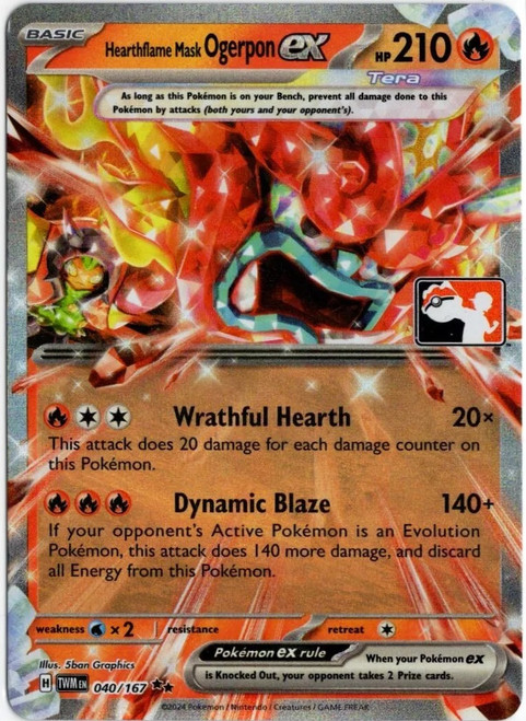 SV Twilight Masquerade 040/167 Hearthflame Mask Ogerpon ex (Prize Pack League Promo)