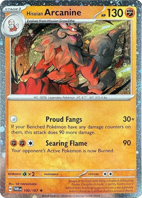 SV Twilight Masquerade 100/167 Hisuian Arcanine (Cosmo Holo)