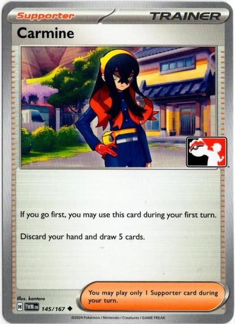 SV Twilight Masquerade 145/167 Carmine (Prize Pack League Promo Non-Holo)