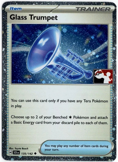 SV Stellar Crown 135/142 Glass Trumpet (Prize Pack League Promo Cosmo Holo)