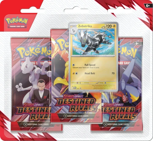 Scarlet and Violet Destined Rivals 3 Pack Blister Zebstrika