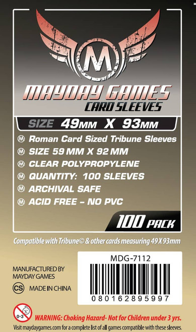 Roman Card Sized "Tribune" Card Sleeves 49mm x 93 mm (100)
