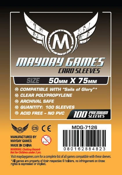 "Sails of Glory" Sized Card Sleeves 50mm x 75mm (100)