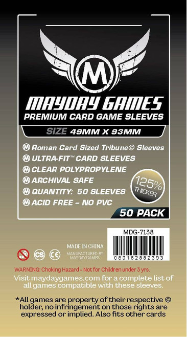 Premium Roman Card Sized "Tribune" Card Sleeves 49mm x 93 mm (50)