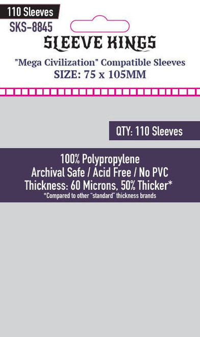 "Mega Civilization" Compatible Card Sleeves 75mm x 105mm (110)