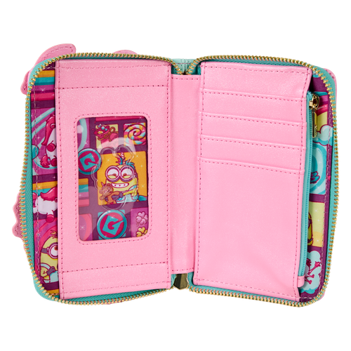 Minions: Fluffy Unicorn Rainbow Glitter Zip Around Wallet