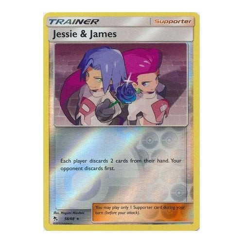 jessie james pokemon card Hidden Fates 58/68 Jessie & James (Reverse Holo)