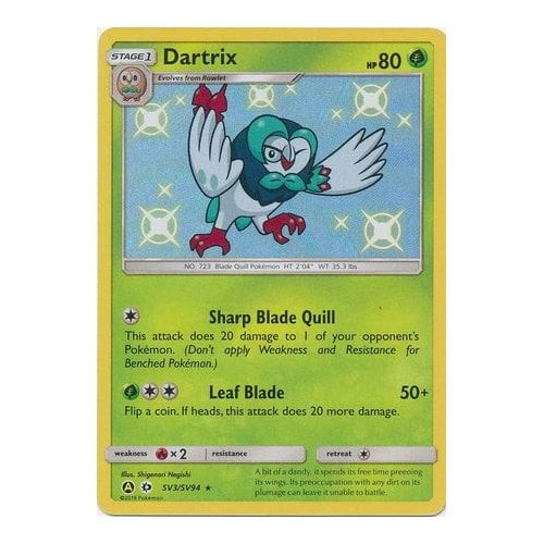 Sun and Moon (Base Set) SV3/SV94 Dartrix (Hidden Fates Shiny Vault Holo)