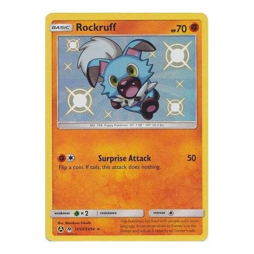 SM Forbidden Light SV23/SV94 Rockruff (Hidden Fates Shiny Vault Holo)