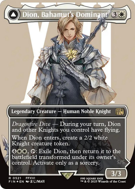 Dion, Bahamut's Dominant // Bahamut, Warden of Light (Borderless Character Surge Foil)