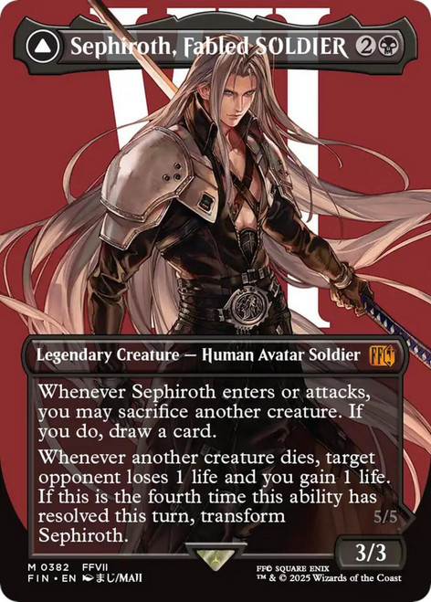 Sephiroth, Fabled SOLDIER // Sephiroth, One-Winged Angel (Borderless Character) (Foil)