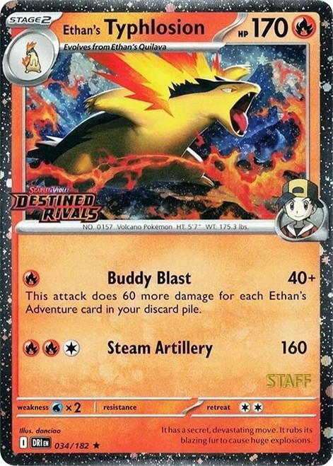 SV Destined Rivals 034/182 Ethan's Typhlosion (Cosmo Holo Destined Rivals Stamp STAFF)