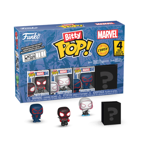 Bitty POP! Spider-Man: Miles Morales, Ghost-Spider & Spider-Man 2099 4-Pack