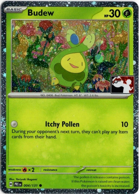 SV Prismatic Evolutions 004/131 Budew (Prize Pack League Promo Cosmo Holo)