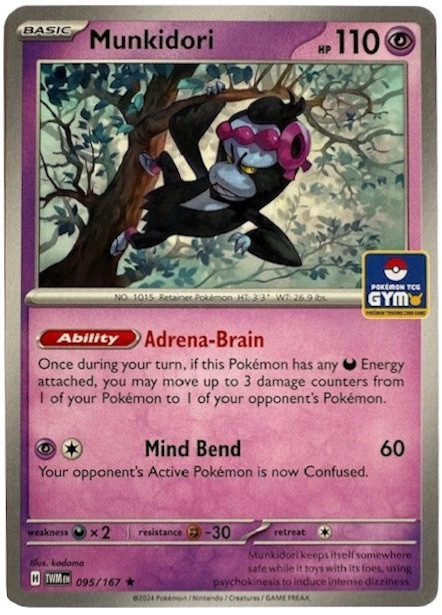 SV Twilight Masquerade 095/167 Munkidori (TCG Gym Stamp Non-Holo)