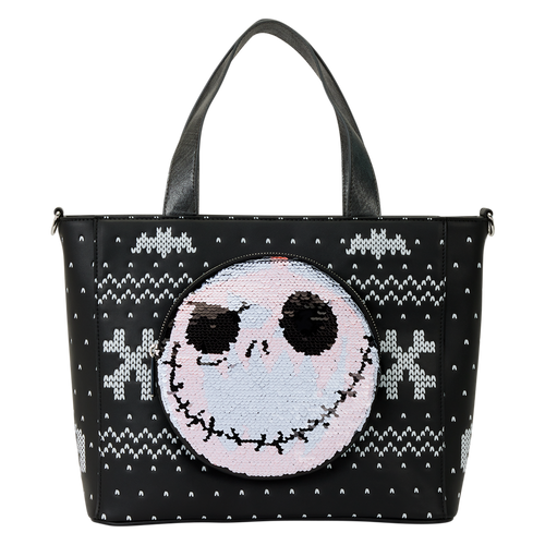 Disney: The Nightmare Before Christmas Jack Skellington Reversible Sequins Tote Crossbody Bag with Coin Bag
