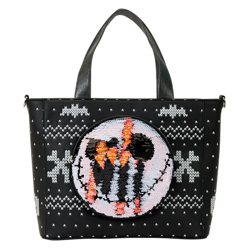 Disney: The Nightmare Before Christmas Jack Skellington Reversible Sequins Tote Crossbody Bag with Coin Bag