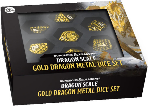 FanRoll D&D Dragon Scale Metal Dice Set - Gold