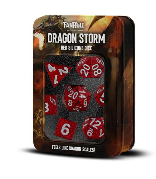 FanRoll D&D Dragon Scale Silicone Dice Set - Red
