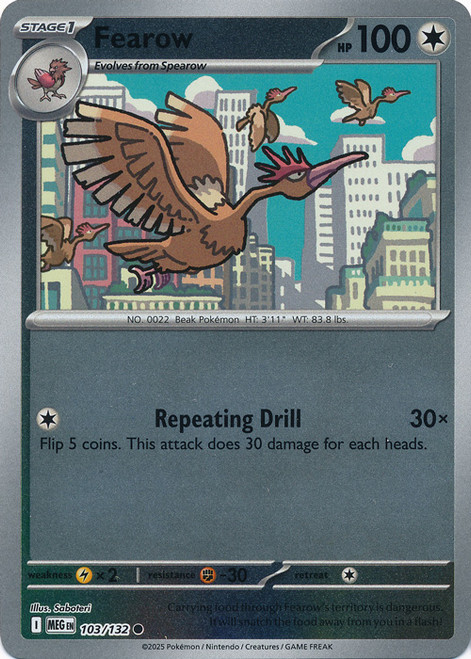 Mega Evolution 103/132 Fearow (Reverse Holo)