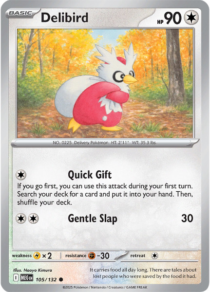 Delibird/デリバード ☆(AR) 152/132 Mega Evolution 152/132 Delibird (Illustration Rare) | Magic Madhouse