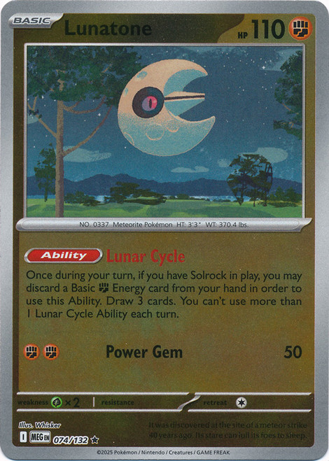 Mega Evolution 074/132 Lunatone (Reverse Holo)