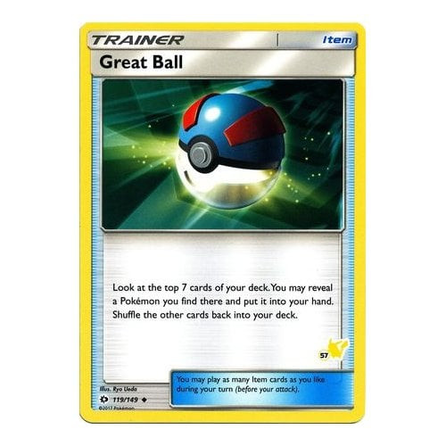 Sun and Moon (Base Set) 119/149 Great Ball (Pikachu Symbol 57)