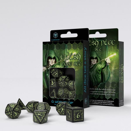 Elvish - Dice Set: Black & Glow in the Dark