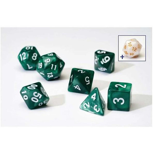 Polyhedral - 7 Die Set: Pearl Green