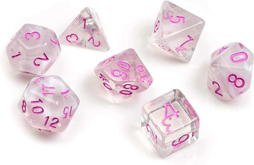 Polyhedral - 7 Die Set: White Cloud & Pink Ink