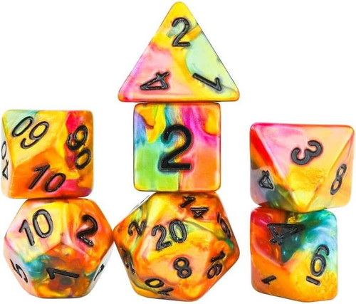 Polyhedral - 7 Die Set: Rainbow Gold