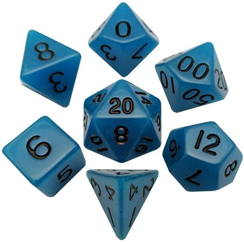 Fanroll - Acrylic Polyhedral Dice Set: Glow Blue (16mm)