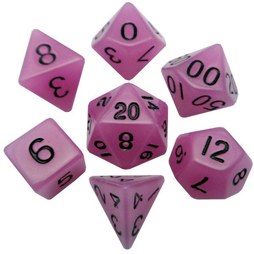 Fanroll - Acrylic Polyhedral Dice Set: Glow Purple (16mm)