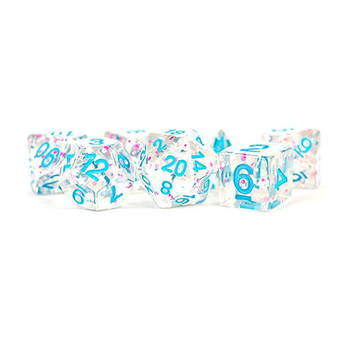 Fanroll - Resin Polyhedral Dice Set: Clear Confetti (16mm)