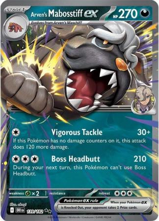 SV Destined Rivals 139/182 Arven's Mabosstiff ex (Prize Pack League Promo)