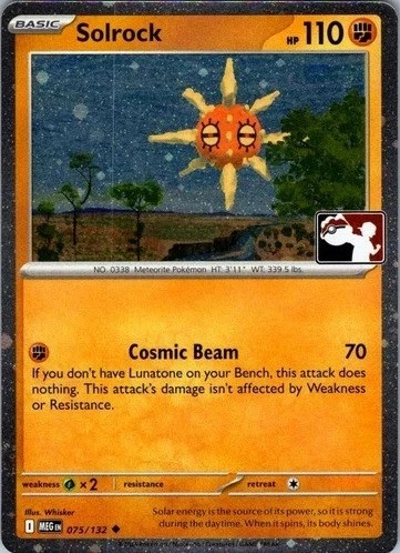 Mega Evolution 075/132 Solrock (Prize Pack League Promo Cosmo Holo)